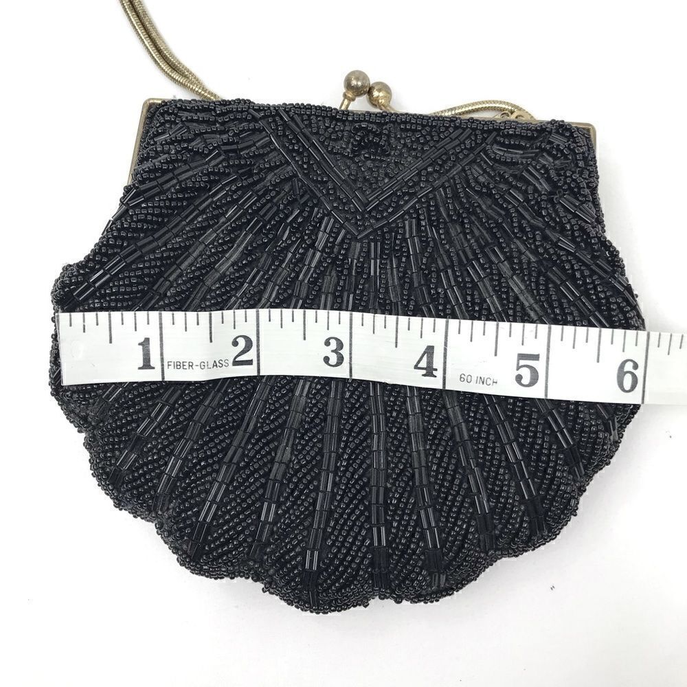 Black Beaded Retro Shell Shaped Mini Shoulder Bag - Picture 8 of 12